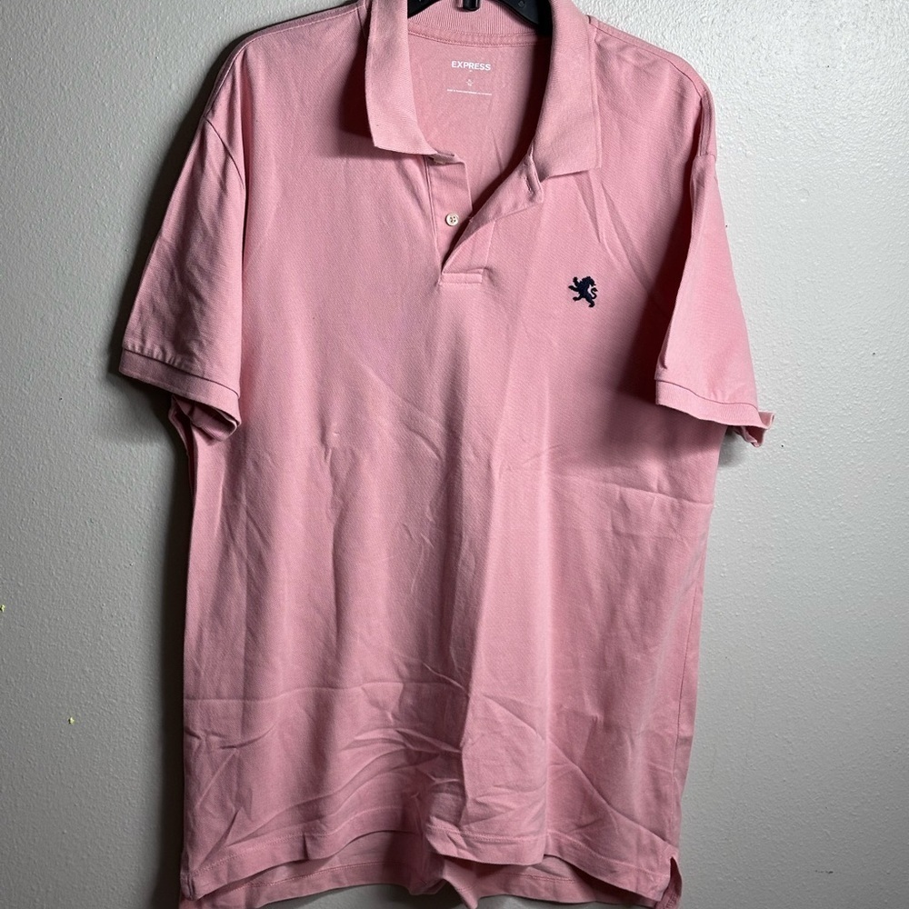 Express Men Polo Pink Short‎ Sleeve Shirt Size XL